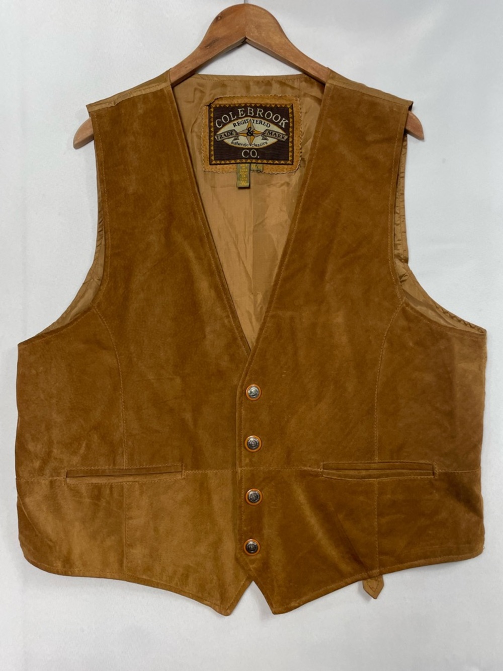 Vtg Colebrook Suede Vest XL Brown Western Cowboy Leather Desert